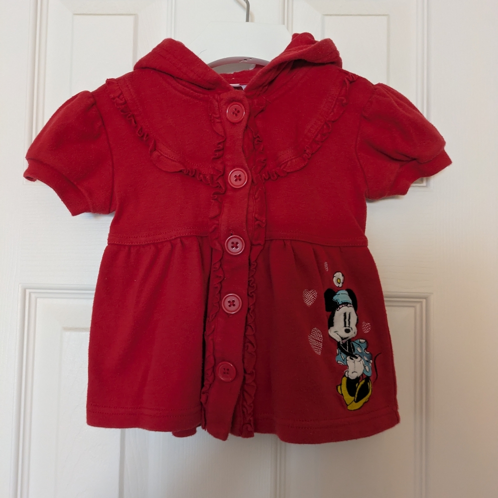 Disney Red Kids Hoodie with Minnie Mouse Embroidery 12M